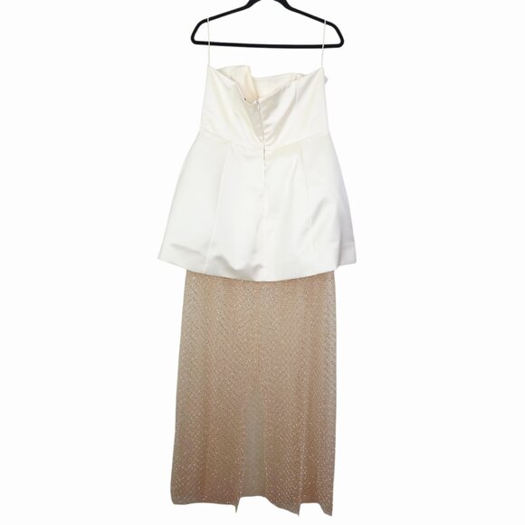 Delfi Collective Gemma Maxi Dress Ivory Strapless Netted Beaded Sequin Size XL - Picture 8 of 16